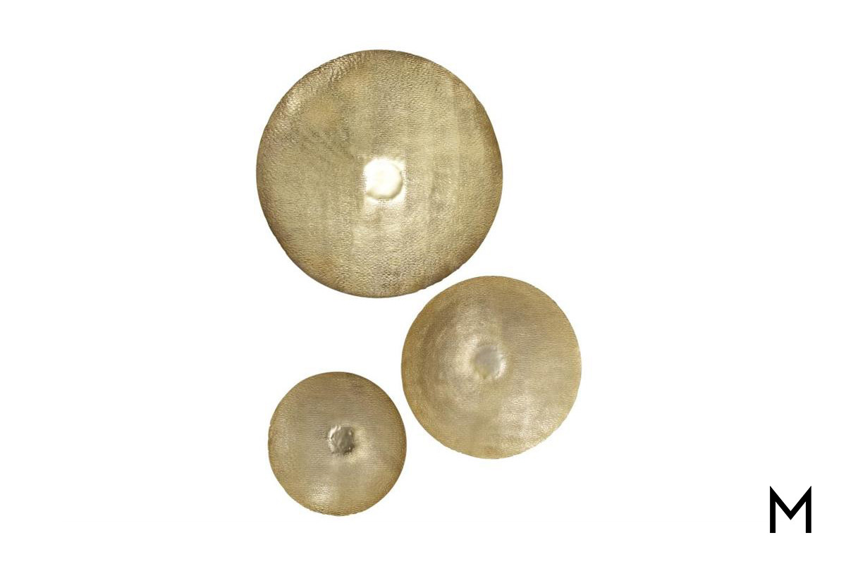 Lol Equivalent Knead Metal Disc Wall Decor Set with Three Pieces