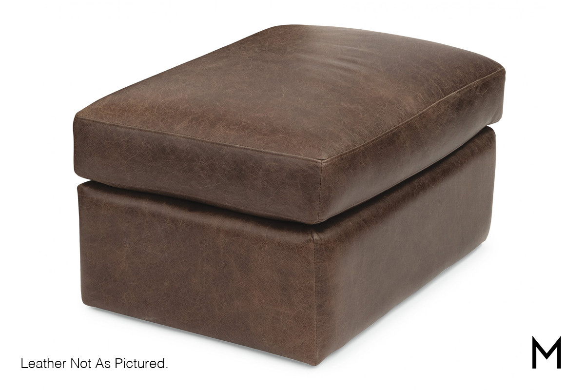 Leather Ottoman In Light Brown, Light Brown Leather Ottoman
