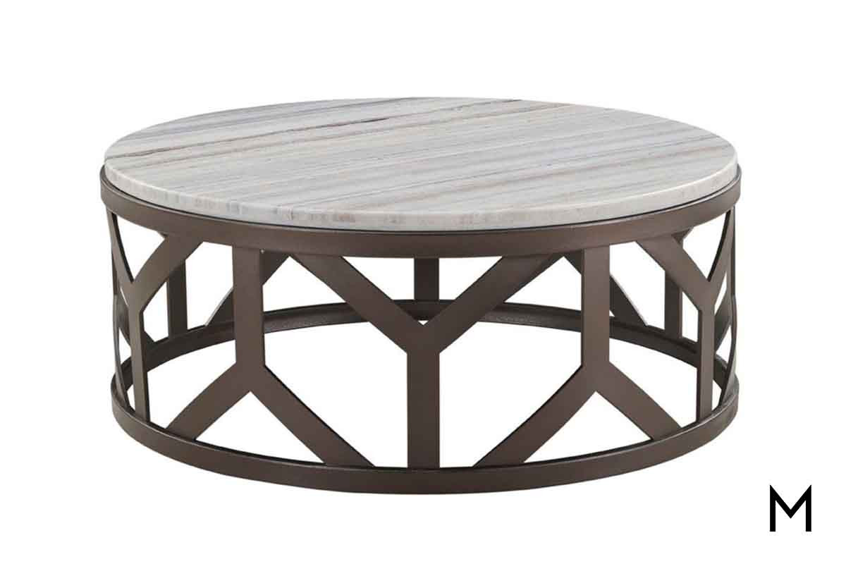 Emerald Home Roslyn Brown Round Coffee Table With Wood Top And Metal Base T470 00