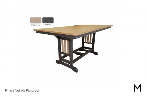 Outdoor Dining Table 44"x72" in Weatherwood and Black