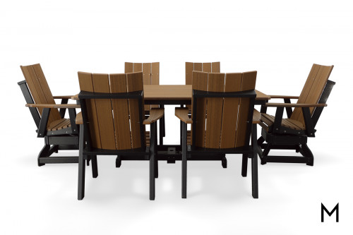 Dining Height 7-Piece Patio Dining Set in Mahogany on Black