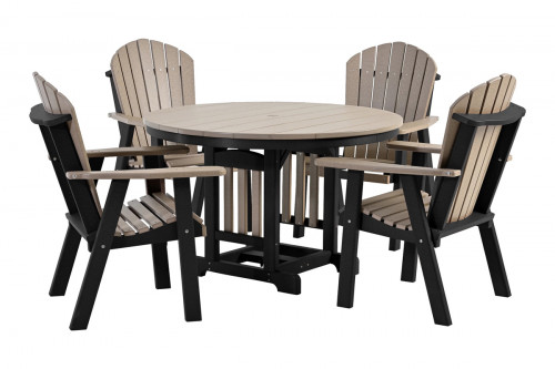 Contemporary 5-Piece Round Patio Dining Set in Driftwood on Black