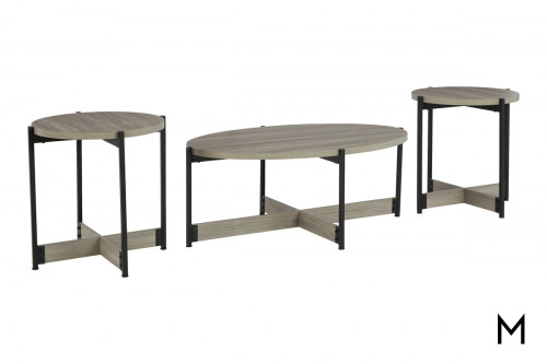 Niesha Occasional Table Set with 1-Oval Coffee Table and 2-Round End Tables