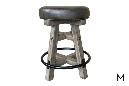 M Collection Cushioned Swivel Counter Height Stool with Foot Rest Ring