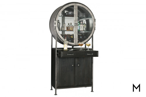 Porthole Bar Cabinet with Glass Front Doors