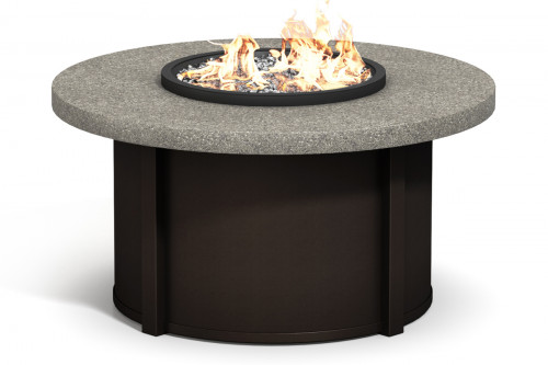42-Inch Round Sediment Stone Top Fire Pit with Round Glass Flame Wind Guard