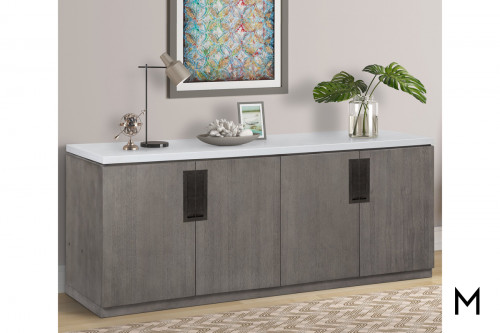 M Collection Modern Gray Credenza with Quartz Top