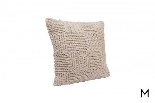 20" Cream Wool Knit Accent Pillow