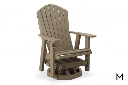 Adirondack Swivel Glider in Weatherwood with Cup Holder