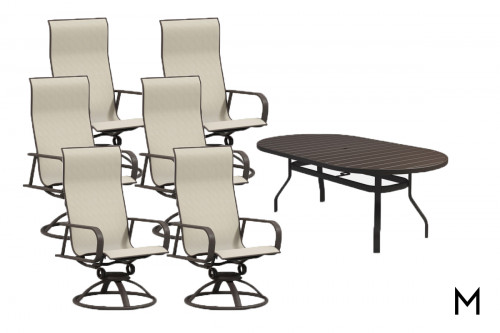 Rocking 7-Piece Outdoor Dining Set with Oval Dining Table