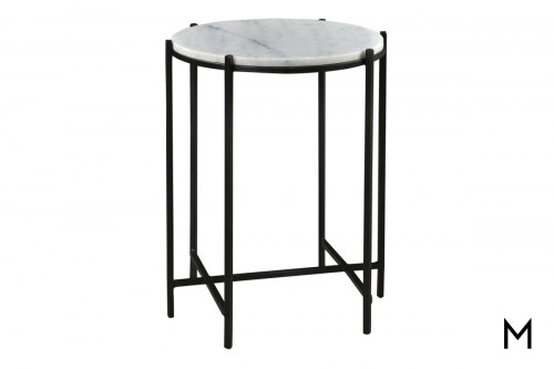 Bangur Manor Black Iron Accent Table with Marble Top