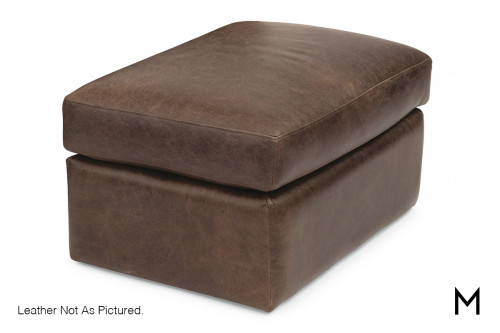 Leather Ottoman in Light Brown