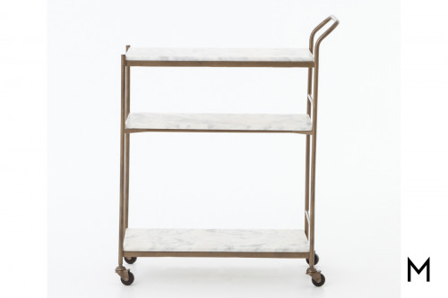 Rectangular Bar Cart with Marble Shelves