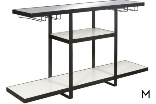 Industrial Bar Console with Marble Shelves