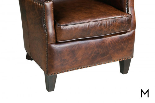 Leather Club Chair With Nailhead Trim, Small Leather Club Chair