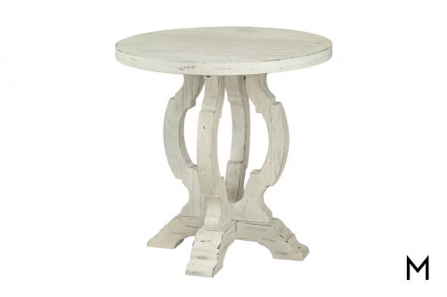 Modern Farmhouse Round Accent Table in Orchard White