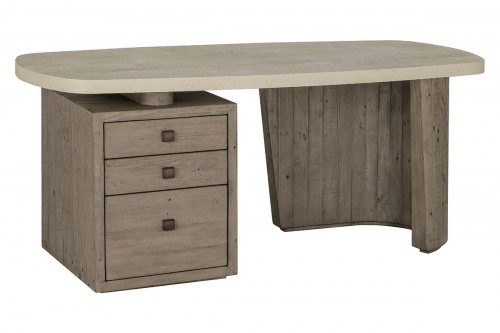 Arlette Desk with Three Drawers and Concrete Laminate Top