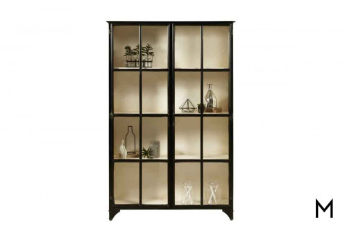 Maura Iron Display Cabinet with Glass Doors