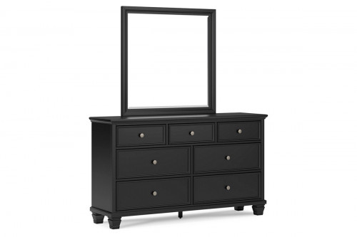 Luealla Queen Bedroom Four-Piece Collection with Queen Panel Bed, Dresser, Dresser Mirror, and One Nightstand