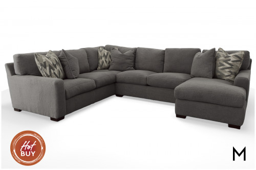 M Collection Gallatin Three-Piece Sectional Sofa with Right Side Chaise