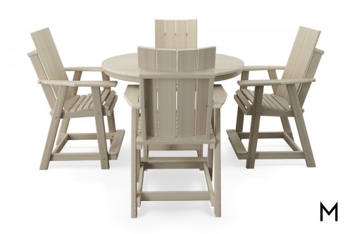 Contemporary 5-Piece Dining Set Dining Height in Aspen Wood