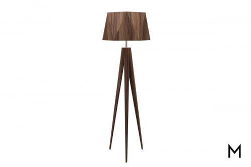 Wooden Floor Lamp with Faceted Shade