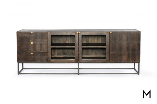 Kelby Media Console with Glass-Front Doors