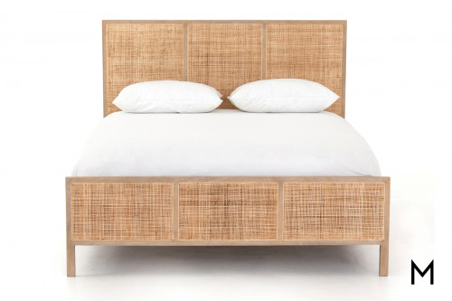 Coastal Woven Cane Panel King Bed