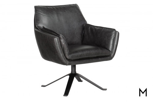 Leather Club Chair with Swivel Base