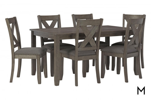 Council Bluffs Seven-Piece Dining Set with One Table and Six Side Chairs