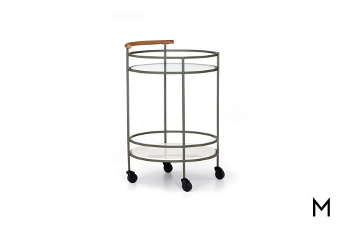 Dempsey Bar Cart with Glass and Marble Shelves