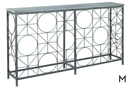 Wrought Iron Sofa Table with Stone Top
