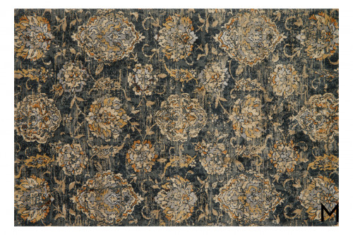 Charcoal Floral Area Rug 8' x 10'