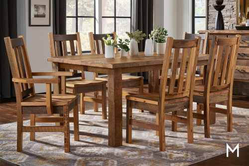 Reclaimed Barnwood Dining Set with Four Side Chairs