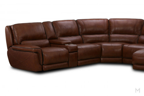 M Collection Valkyrie Leather Six-Piece Sectional with Chaise