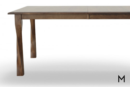 Rectangular 42x72 Dining Table with Twist Legs and One 18" Leaf