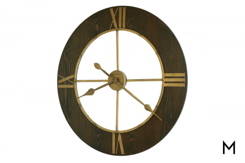 Round Wood & Brass Wall Clock