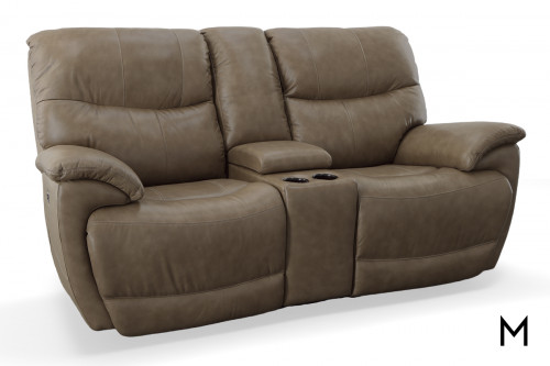 Bennettsville Leather Power Reclining Loveseat with Center Console