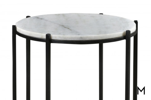 Bangur Manor Black Iron Accent Table with Marble Top