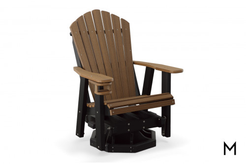 Adirondack Swivel Glider in Mahogany and Black with Cup Holder