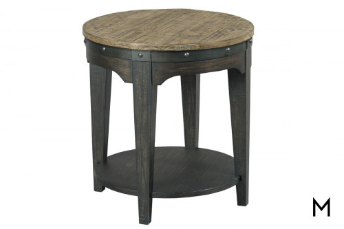 Round Industrial End Table