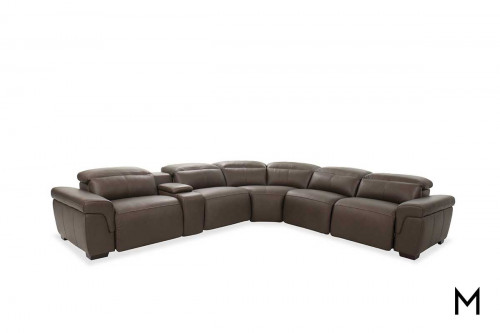 M Collection Montecarlo Six-Piece Leather Sectional with Power Headrests