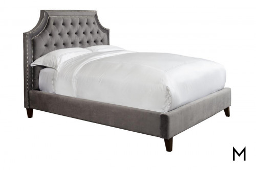 M Collection Jasmine Tufted Queen Bed with Nailhead Trim