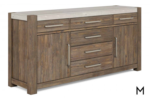 Transitional Storage Credenza with Stone Top