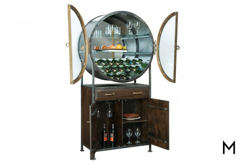 Porthole Bar Cabinet with Glass Front Doors