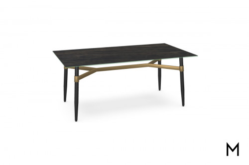 Lynx Dining Table with Italian Porcelain on Glass Tabletop
