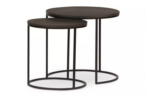 Landry Stone-Top Nesting Tables set of Two Tables with Lava Stone Tops
