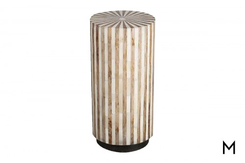 M Collection Starburst Round Chairside Table with Bone Inlay