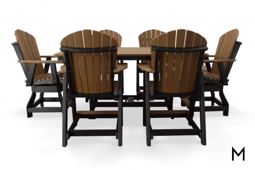 Counter Height 7-Piece Patio Dining Set in Mahogany on Black