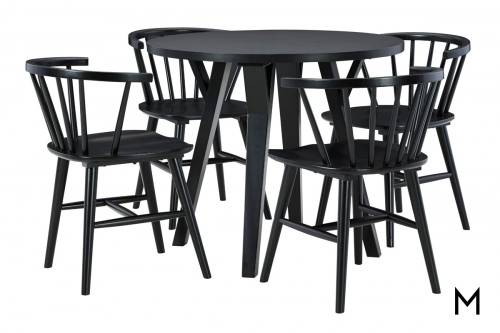 Round 5-Piece Dining Set with Four Spindle Back Chairs
